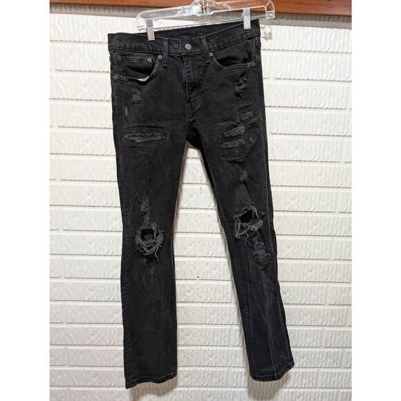 Levi Strauss & Co. Men's Black Mid-Rise Distressed 511 Jeans Size 31 x 32 - Picture 1 of 8